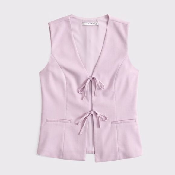 Abercrombie & Fitch Pink Tie-Front Tailored Vest - Picture 2 of 5